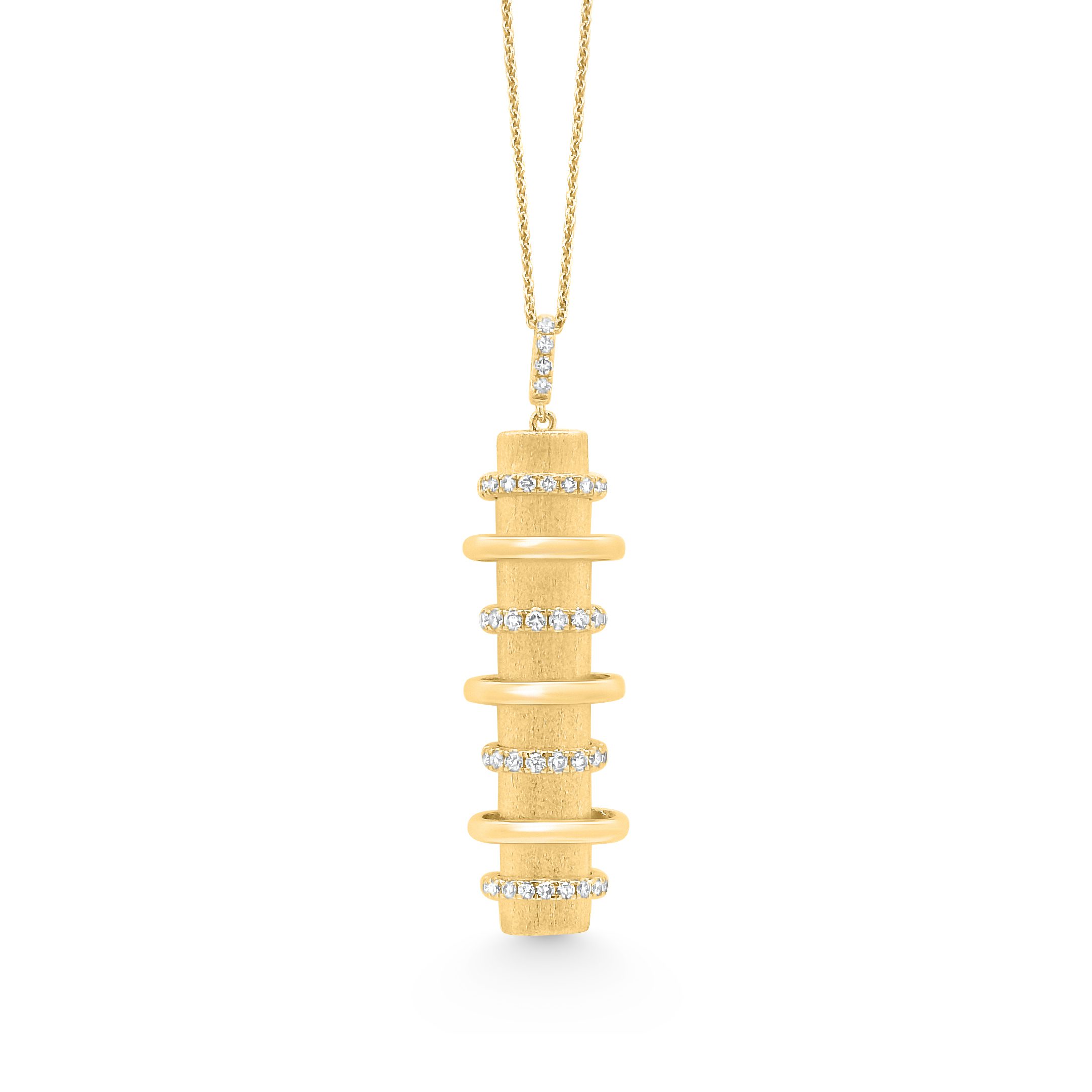 14K Yellow Gold Brushed Diamond Pendant 0.35carat