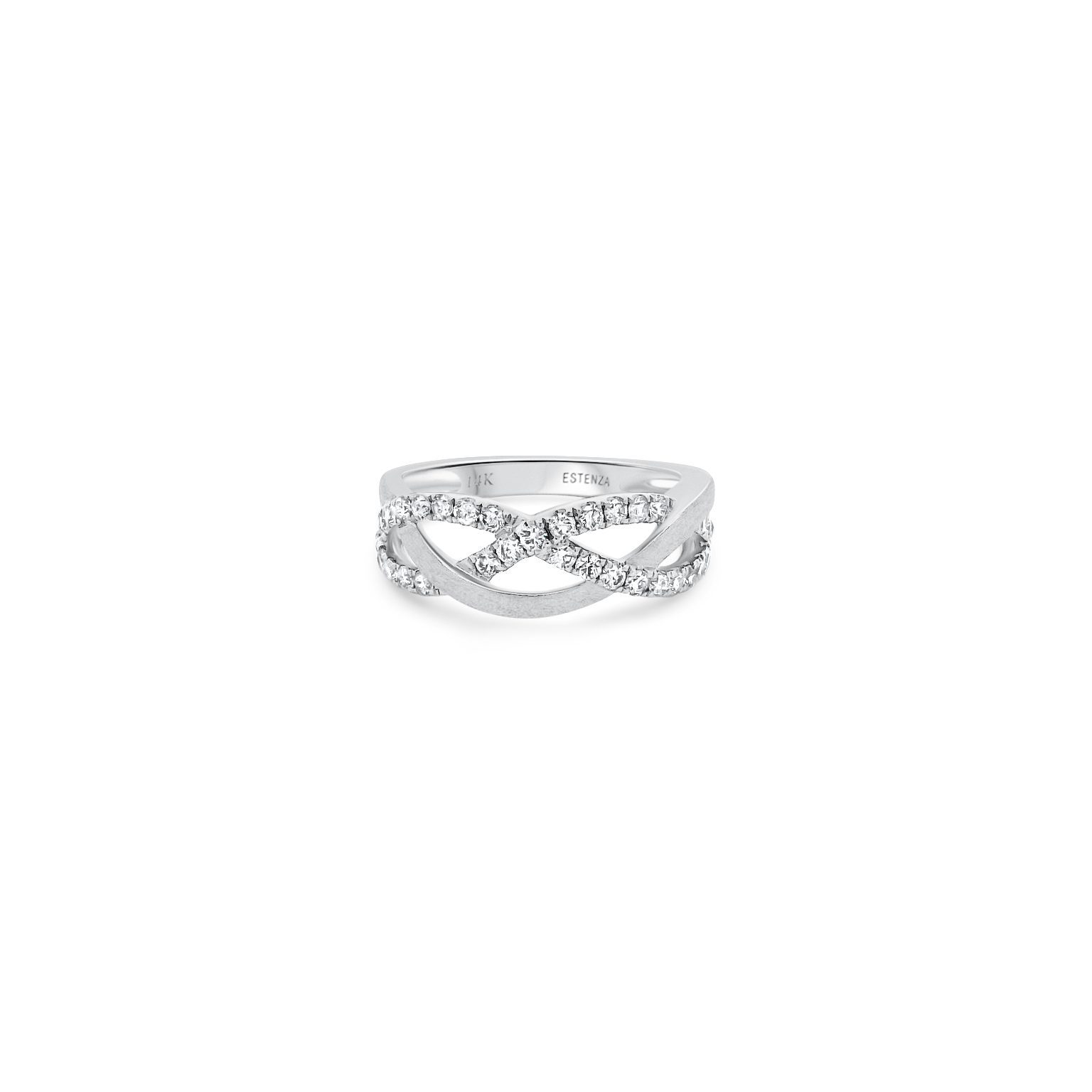 14K White Gold Brushed Diamond Ring 0.65carat