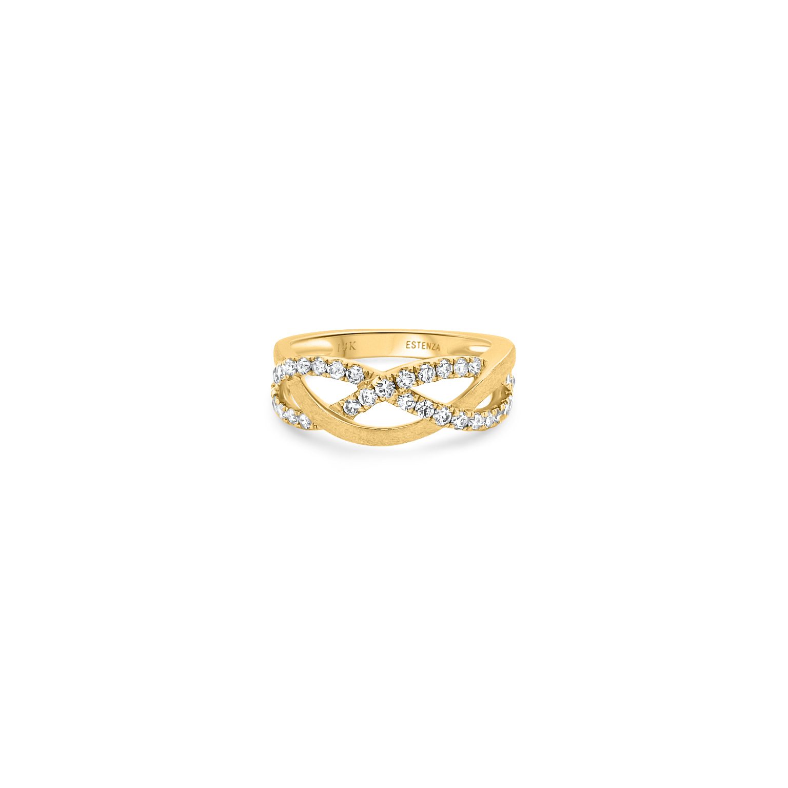 14K Yellow Gold Brushed Diamond Ring 0.65carat