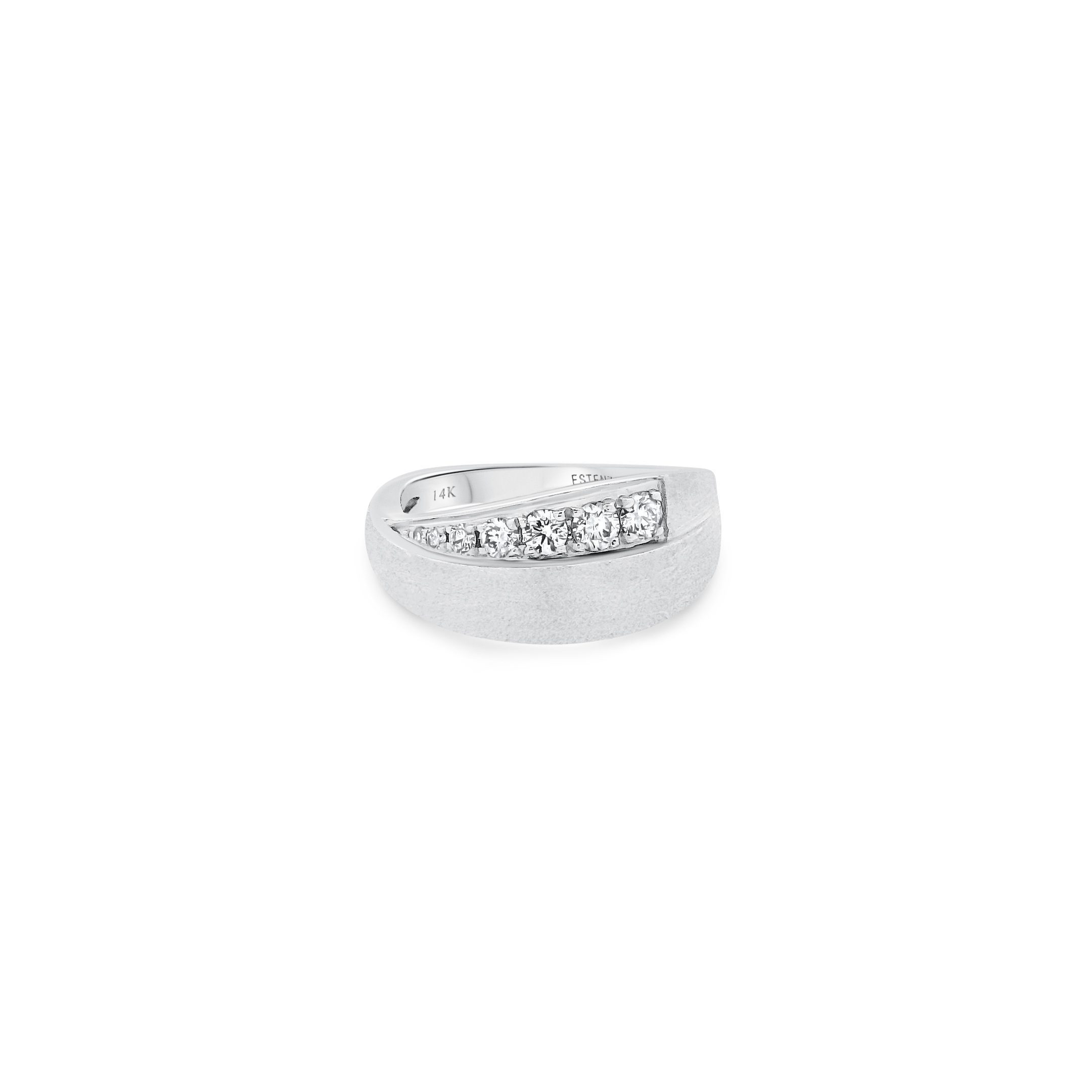 14K White Gold Brushed Diamond Ring 0.30carat
