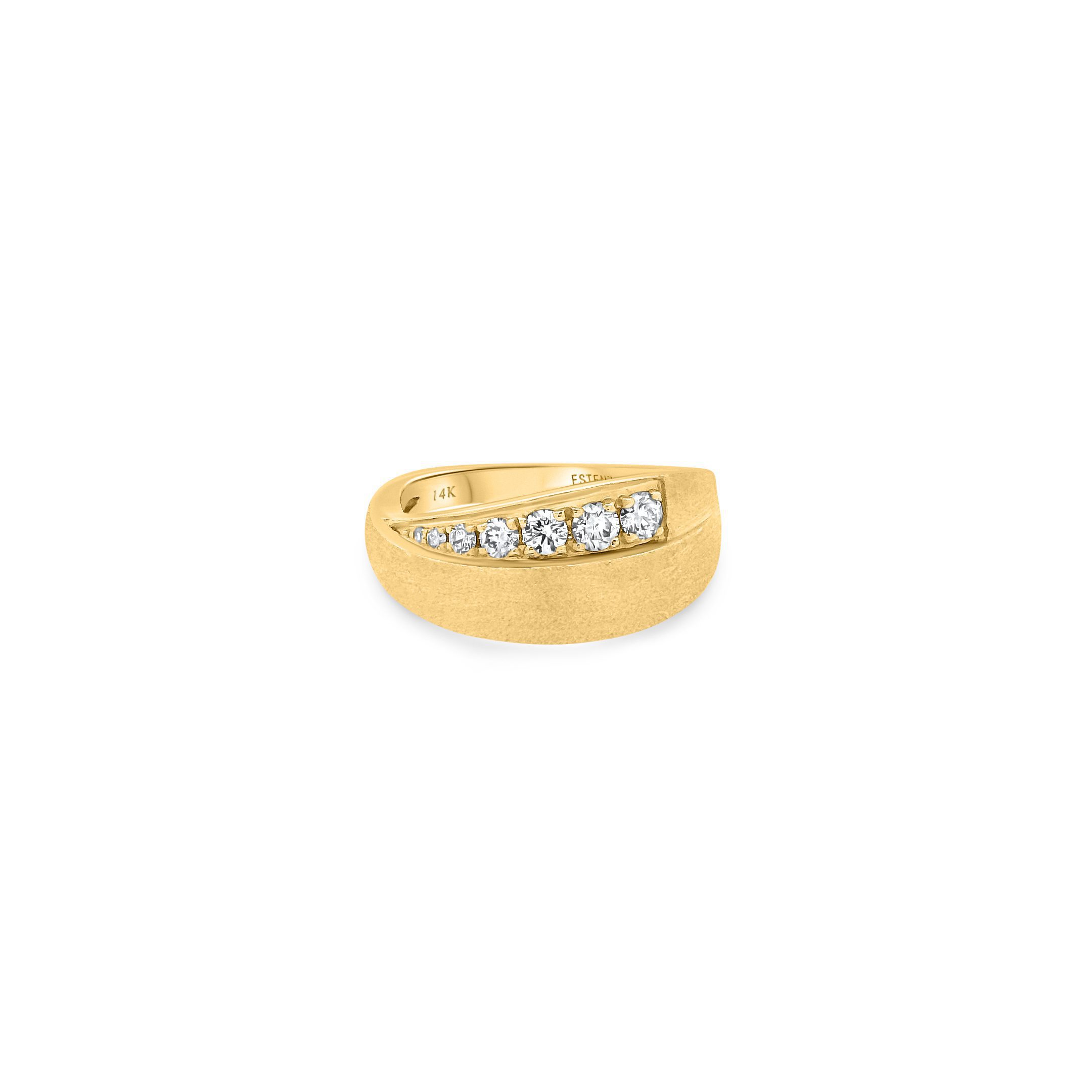 14K Yellow Gold Brushed Diamond Ring 0.30carat