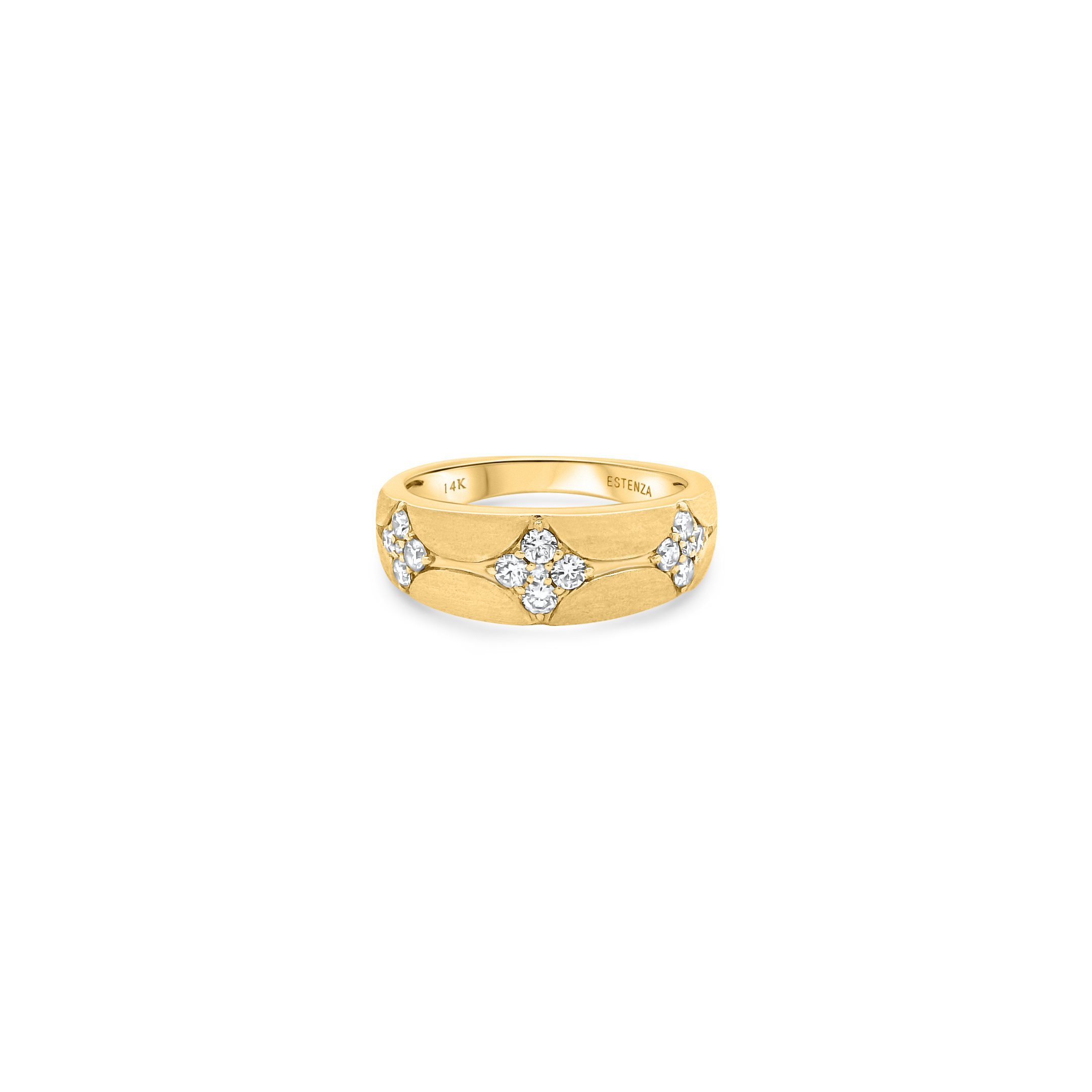 14K Yellow Gold Brushed Diamond Band 0.40carat