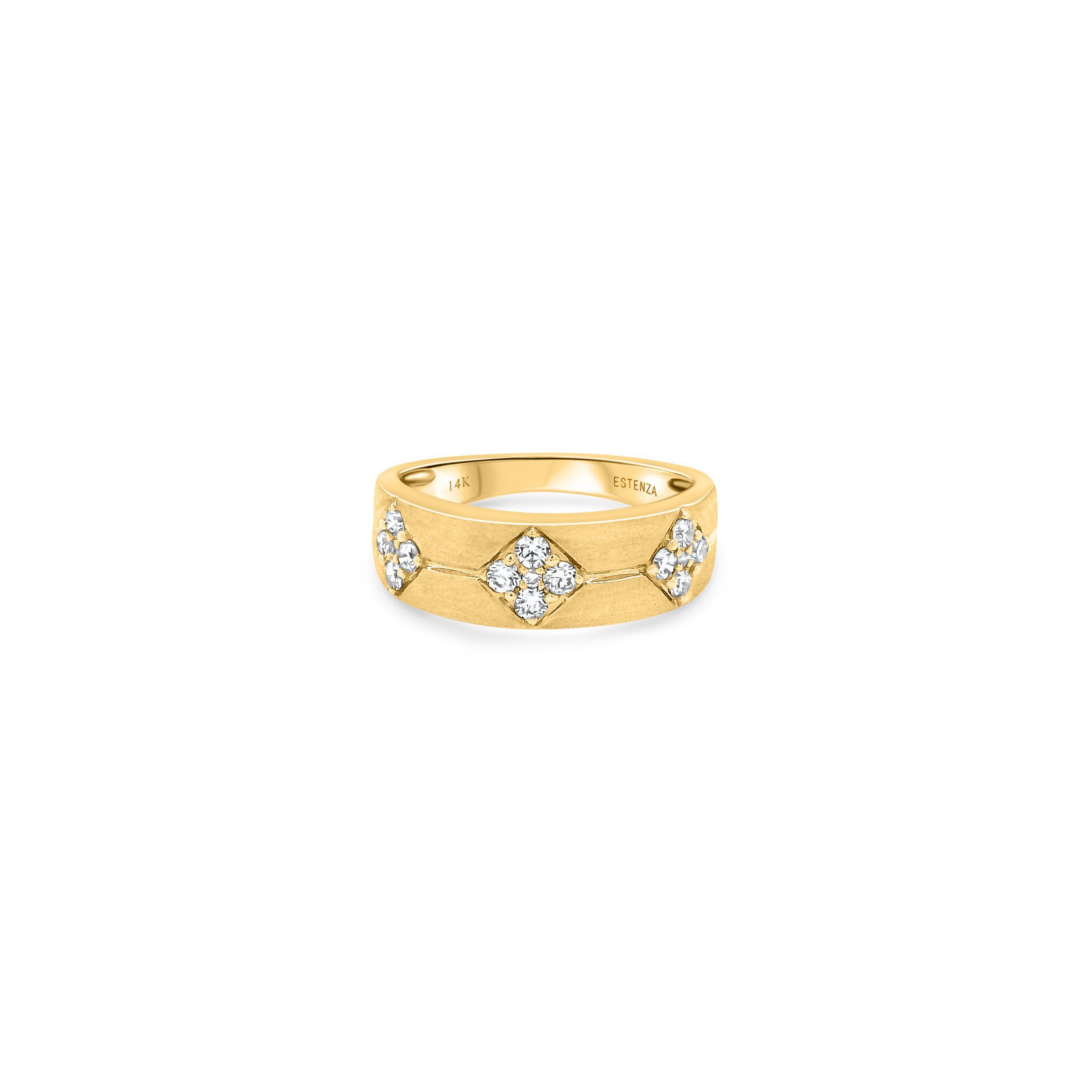 14K Yellow Gold Brushed Diamond Band 0.40carat