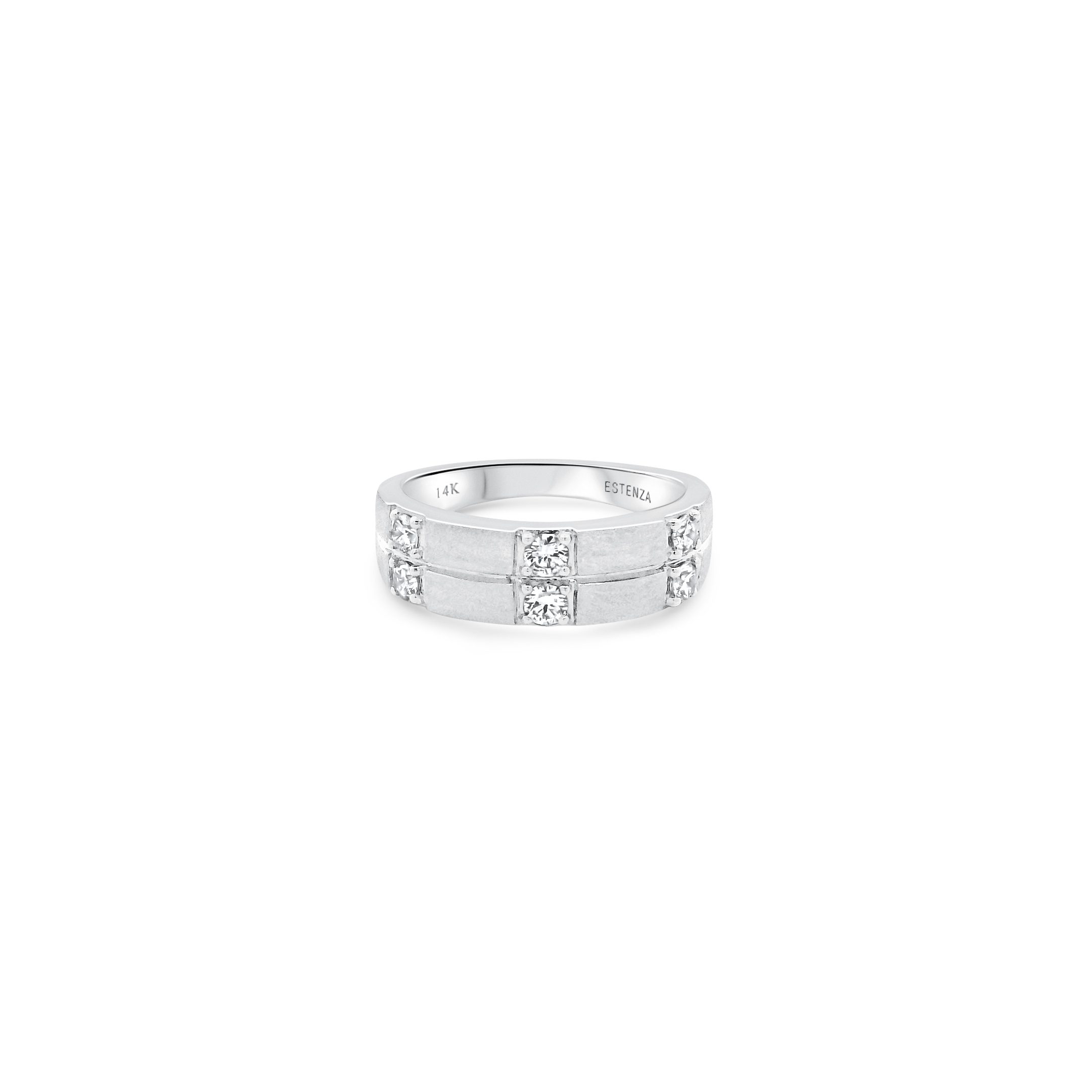 14K White Gold Brushed Diamond Band 0.35carat