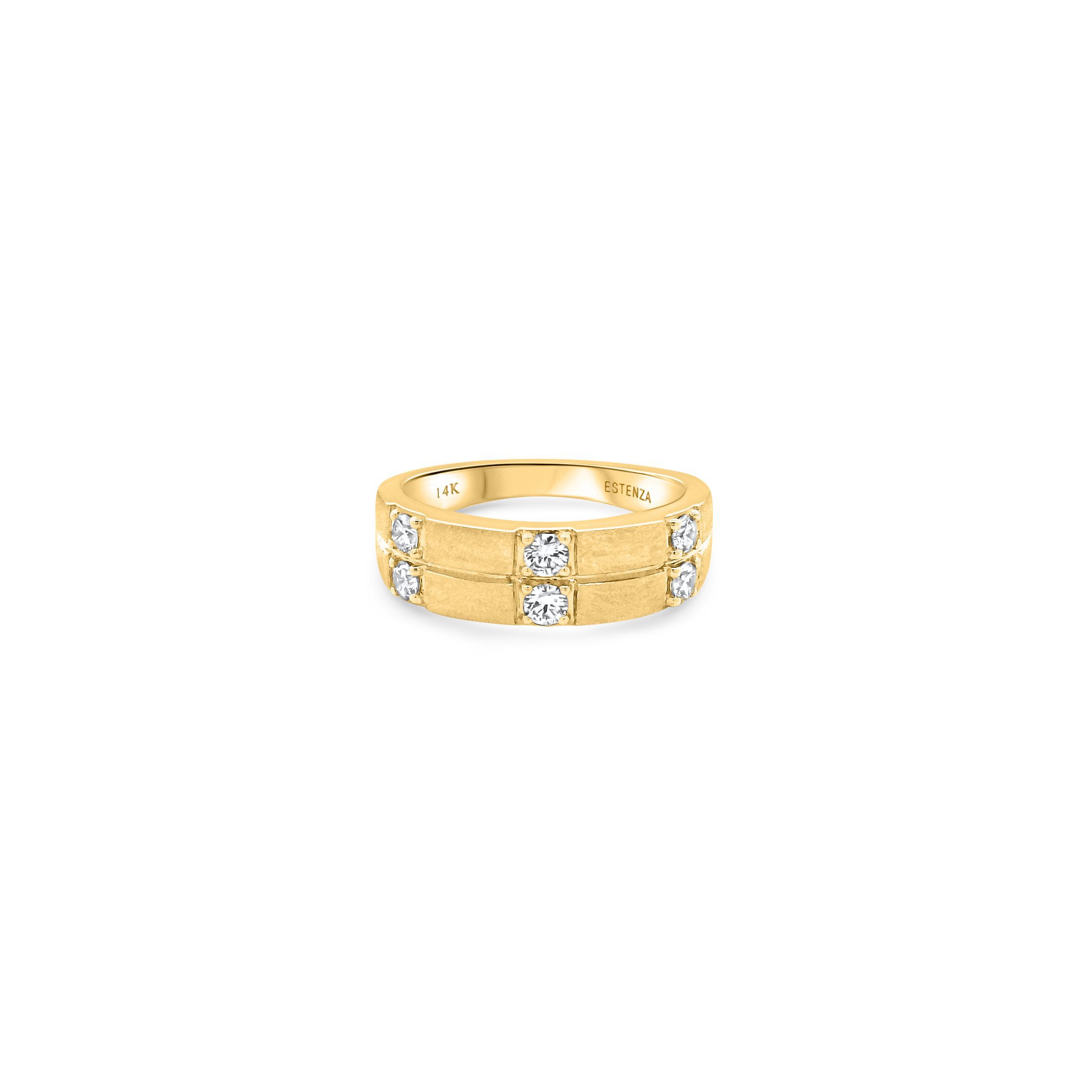 14K Yellow Gold Brushed Diamond Band 0.35carat