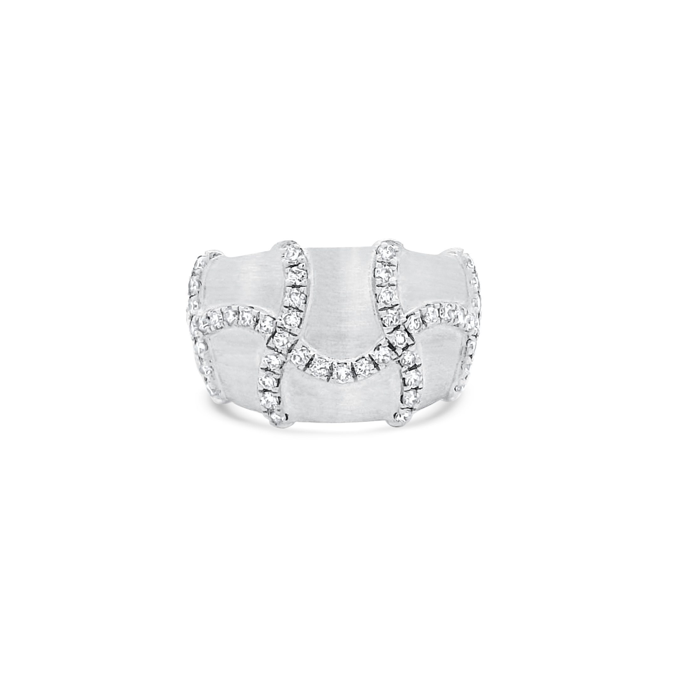 14K White Gold Brushed Diamond Lattice Ring 0.50carat