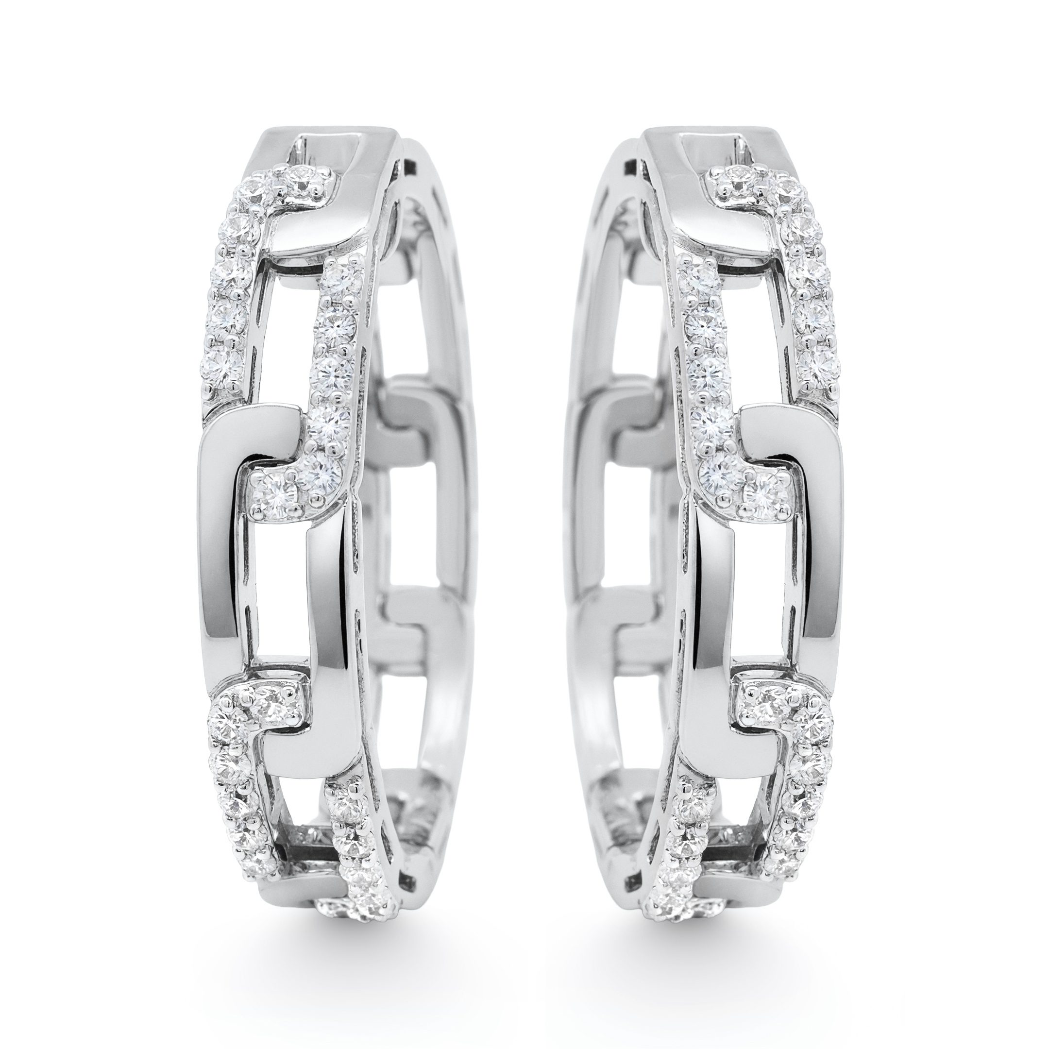 14K White Gold 0.75ct natural diamond open leaf drop earrings by Estenza, wholesale fine jewelry