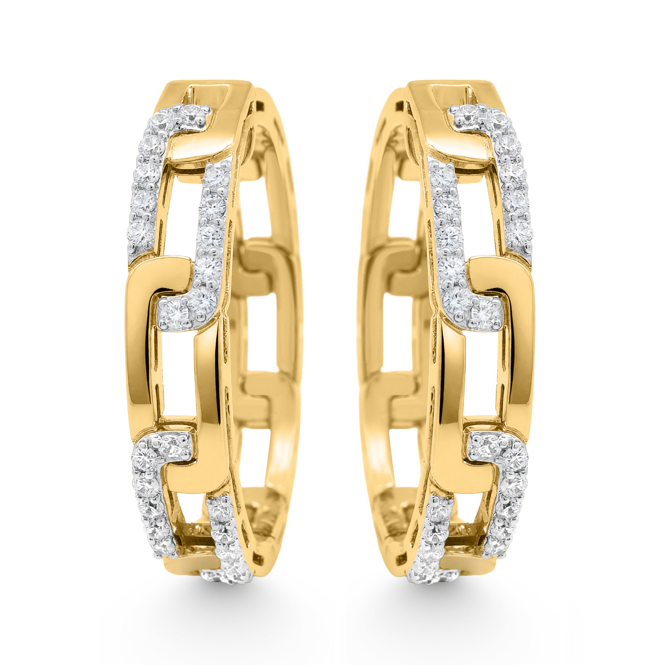 14K Yellow Gold 0.75ct natural diamond open leaf drop earrings by Estenza, wholesale fine jewelry