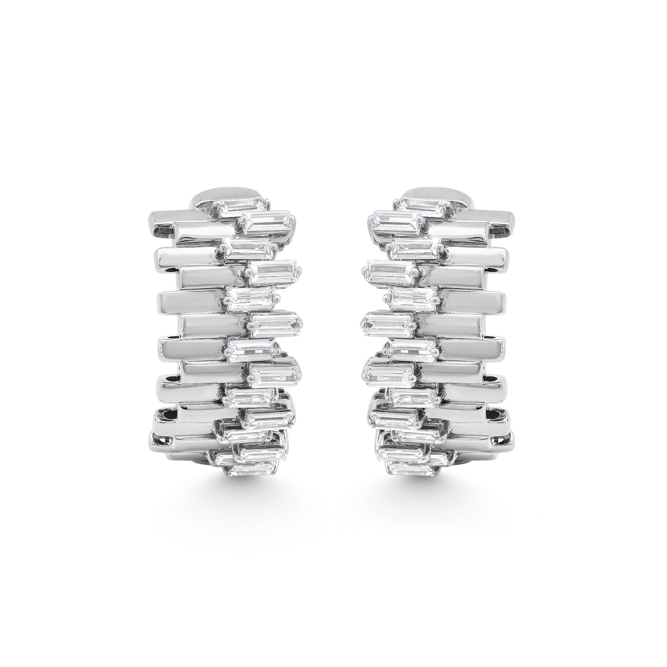 14K White Gold natural diamond twisted marquise drop earrings by Estenza, wholesale fine jewelry