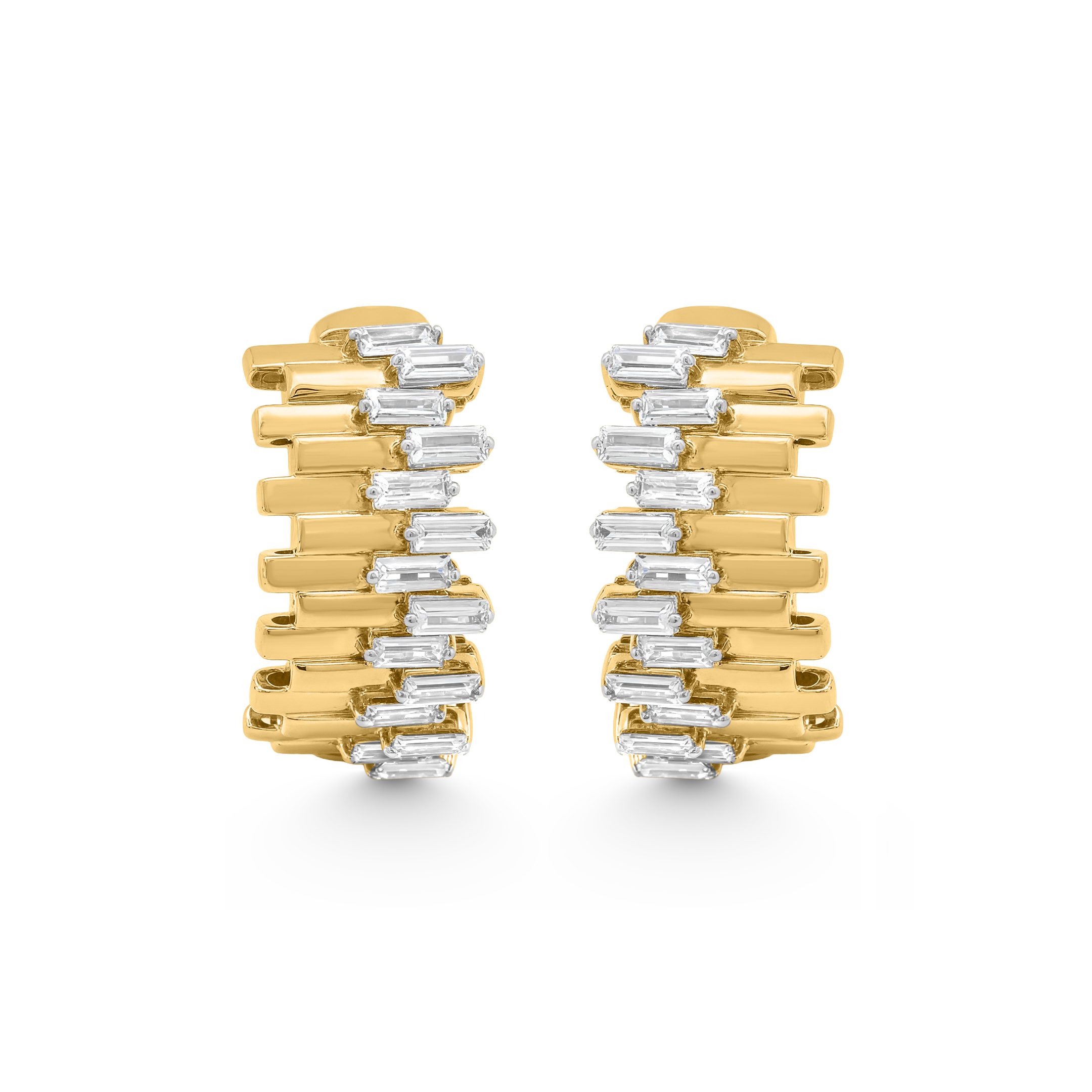 14K Yellow Gold natural diamond twisted marquise drop earrings by Estenza, wholesale fine jewelry