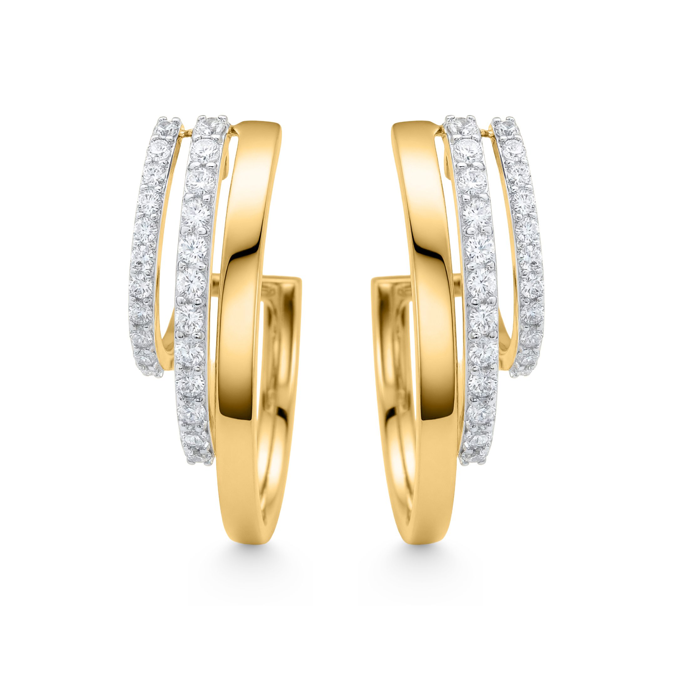 14K Yellow Gold 0.70ct natural diamond teardrop twist earrings by Estenza, wholesale fine jewelry