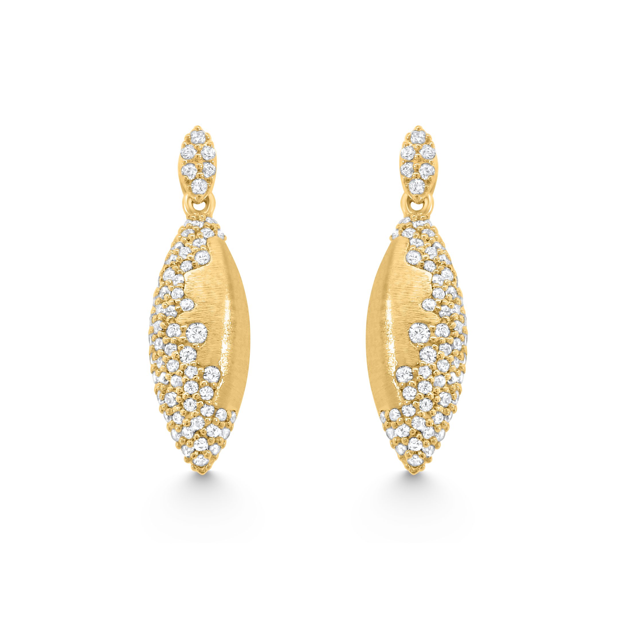 14K Yellow Gold Natural Diamond Marquise Splash Drop Earrings