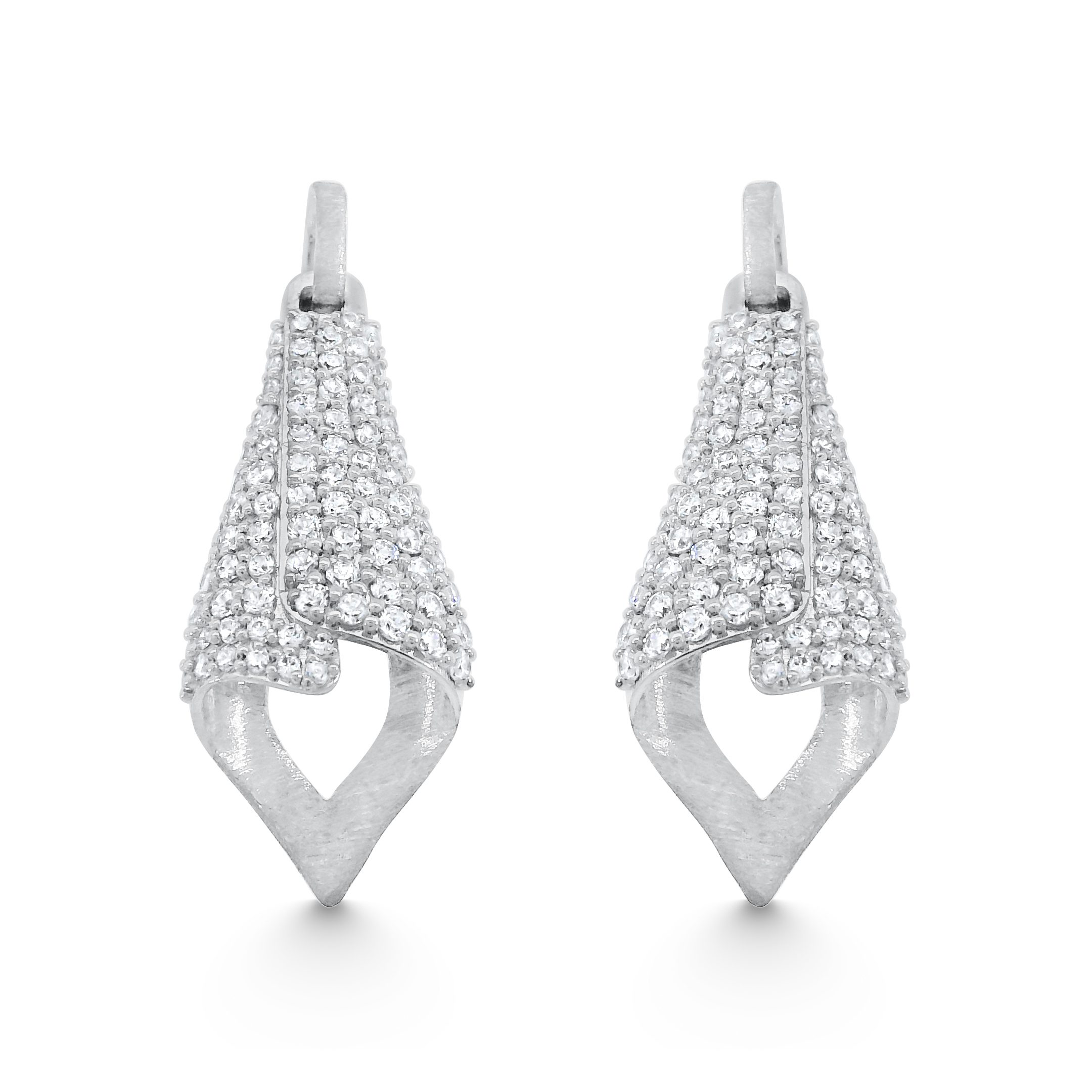 14K White Gold Natural Diamond Kite Drop Earrings