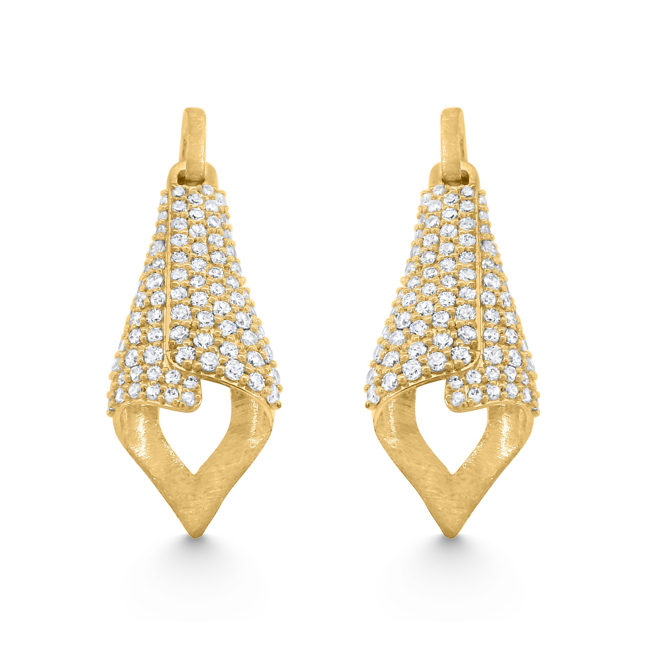 14K Yellow Gold Natural Diamond Kite Drop Earrings