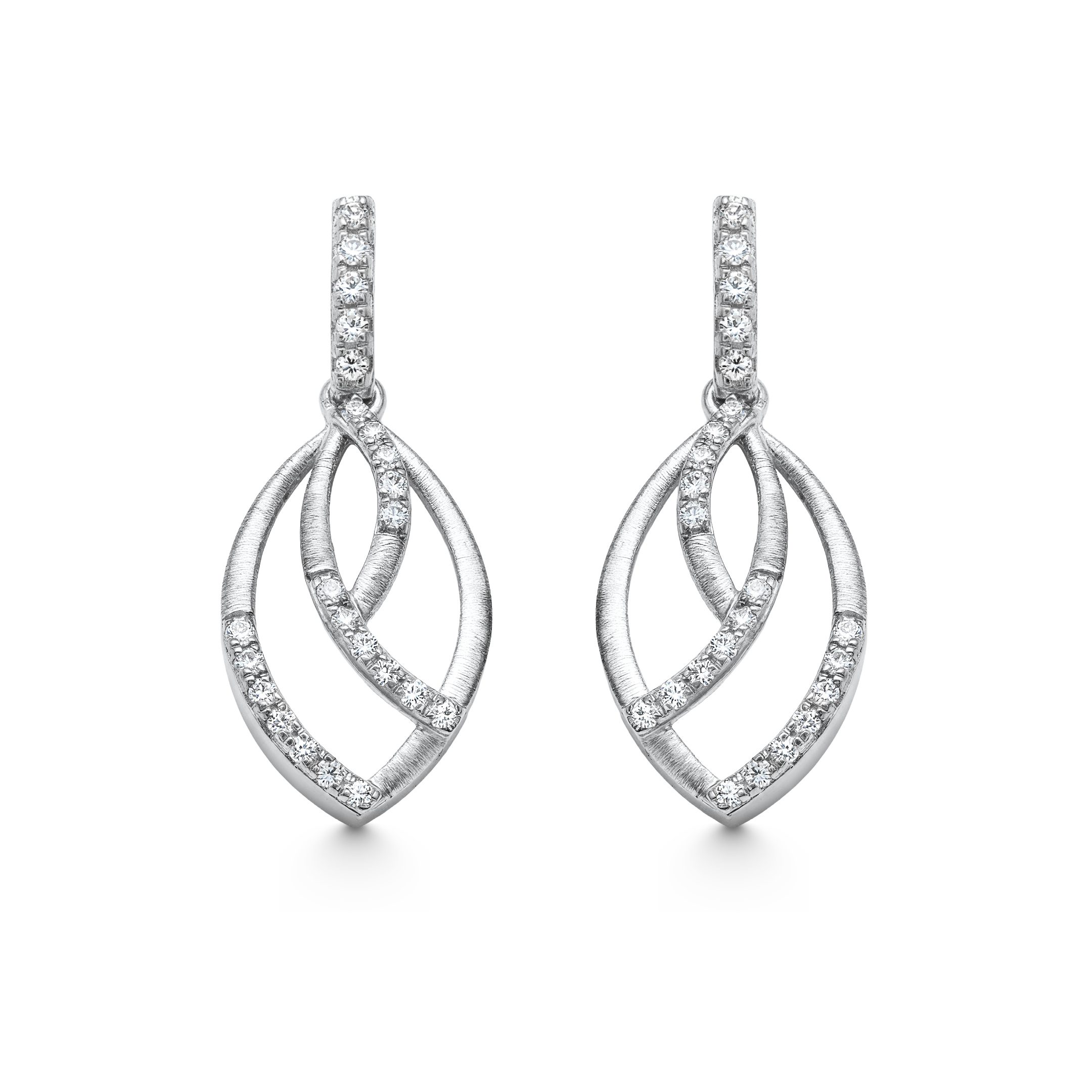 14K White Gold 0.25ct natural diamond bombé huggie earrings by Estenza, wholesale fine jewelry