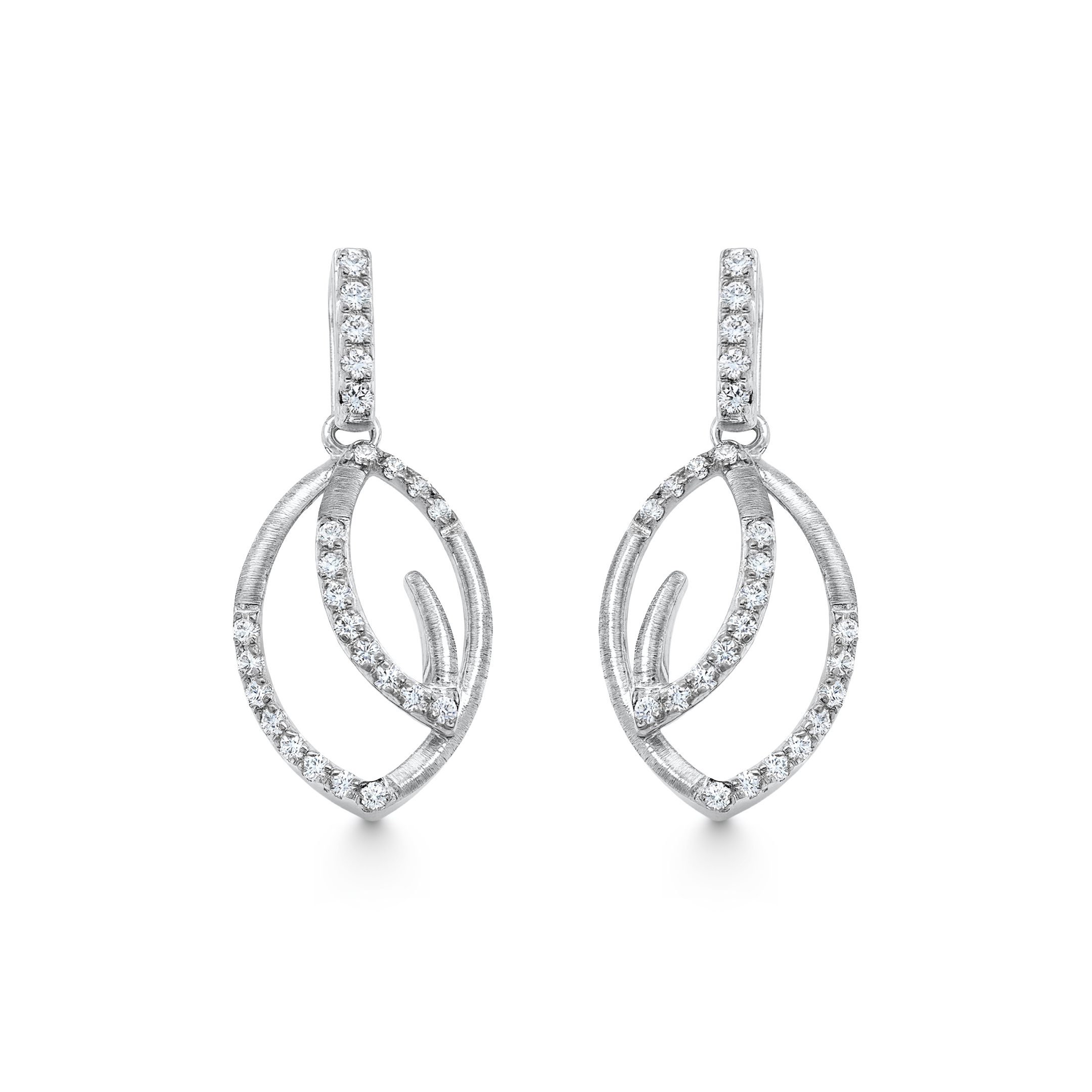 14K White Gold 0.30ct natural diamond chain link huggie hoop earrings by Estenza, wholesale fine jewelry