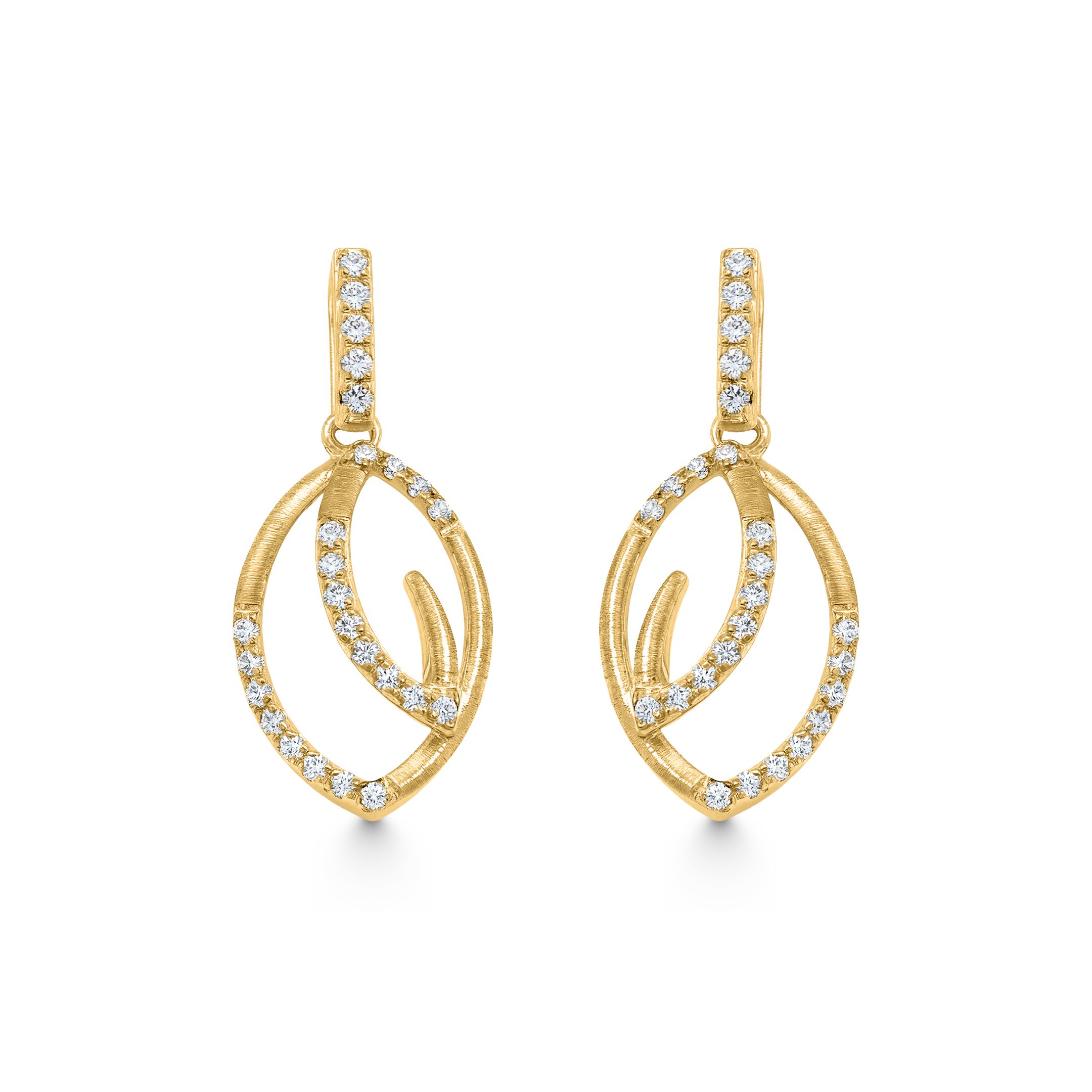 14K Yellow Gold 0.30ct natural diamond chain link huggie hoop earrings by Estenza, wholesale fine jewelry