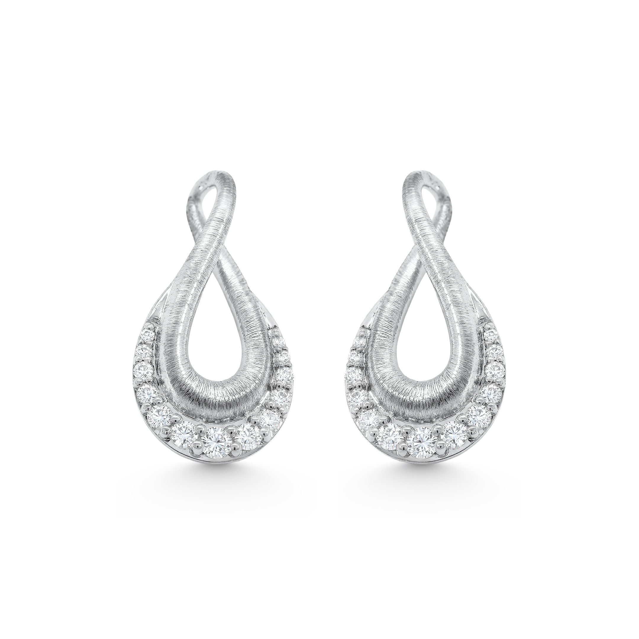 14K White Gold 0.30ct natural diamond split triple-row hoop earrings by Estenza, wholesale fine jewelry