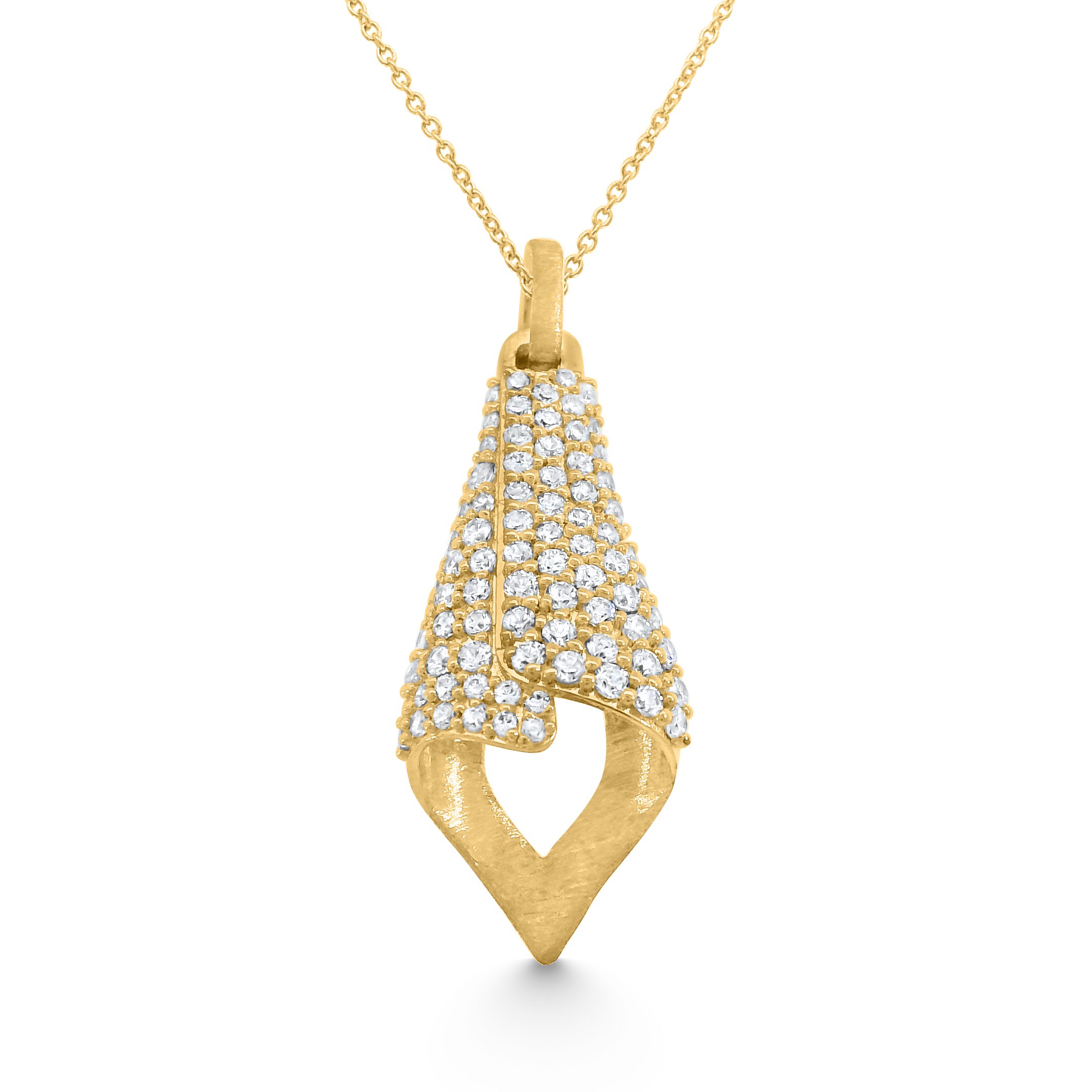 14K Yellow Gold Natural Diamond Wrapped Kite Pendant