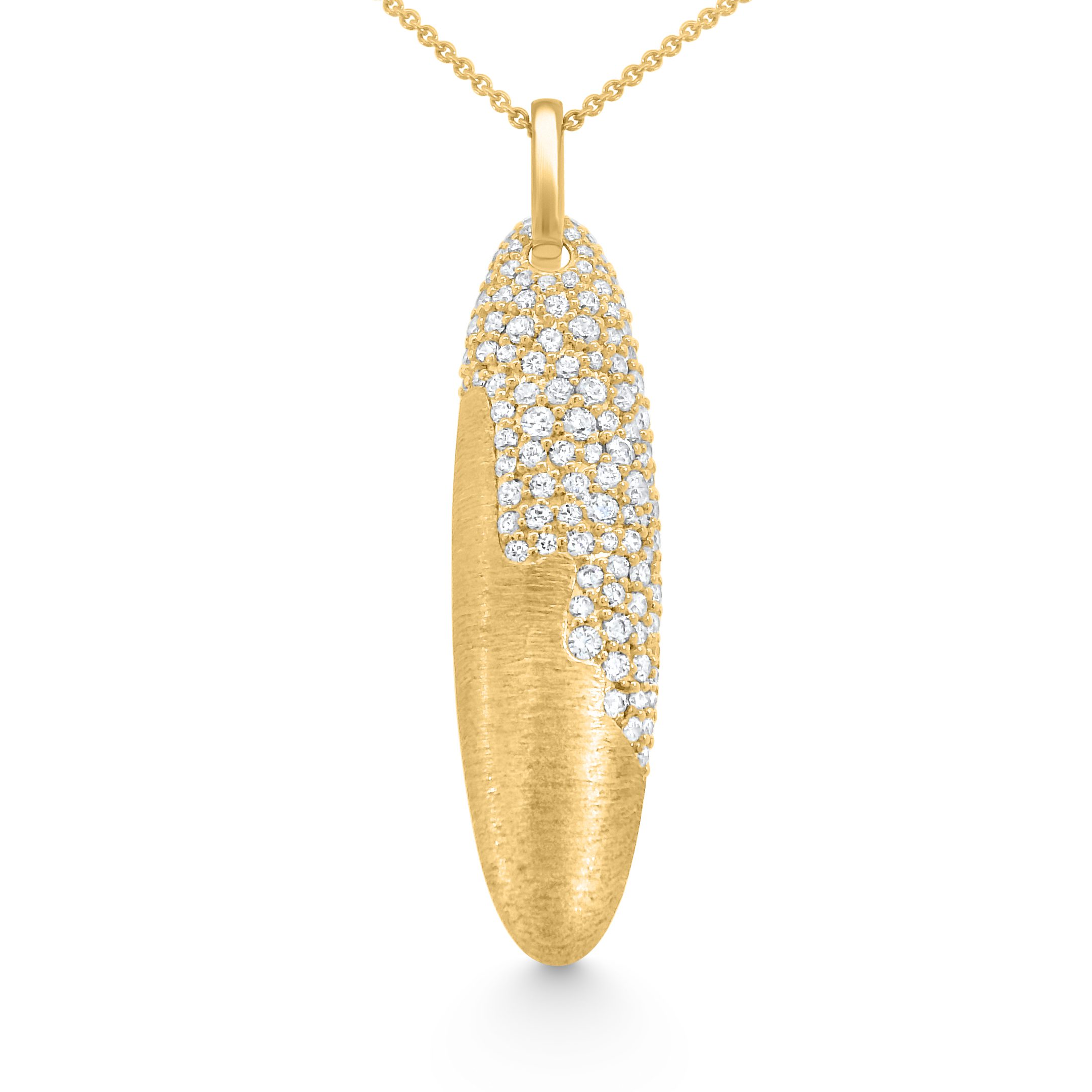 14K Yellow Gold Natural Diamond Fluted Point Drop Pendant