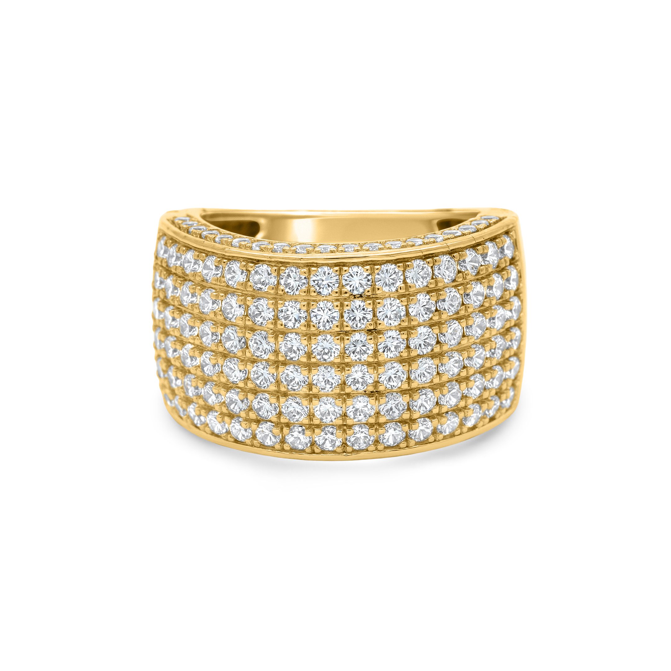 14K Yellow Gold 1.90ct natural diamond wide pavé band ring by Estenza, wholesale fine jewelry