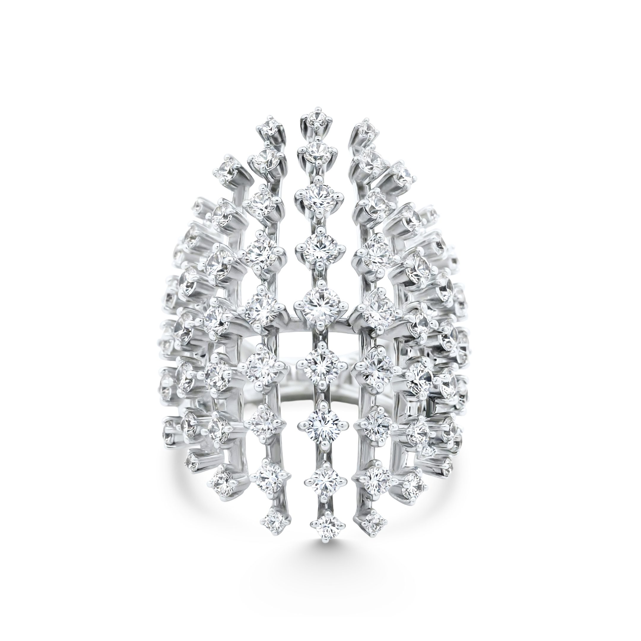 14K White Gold Natural Diamond Open Statement Ring
