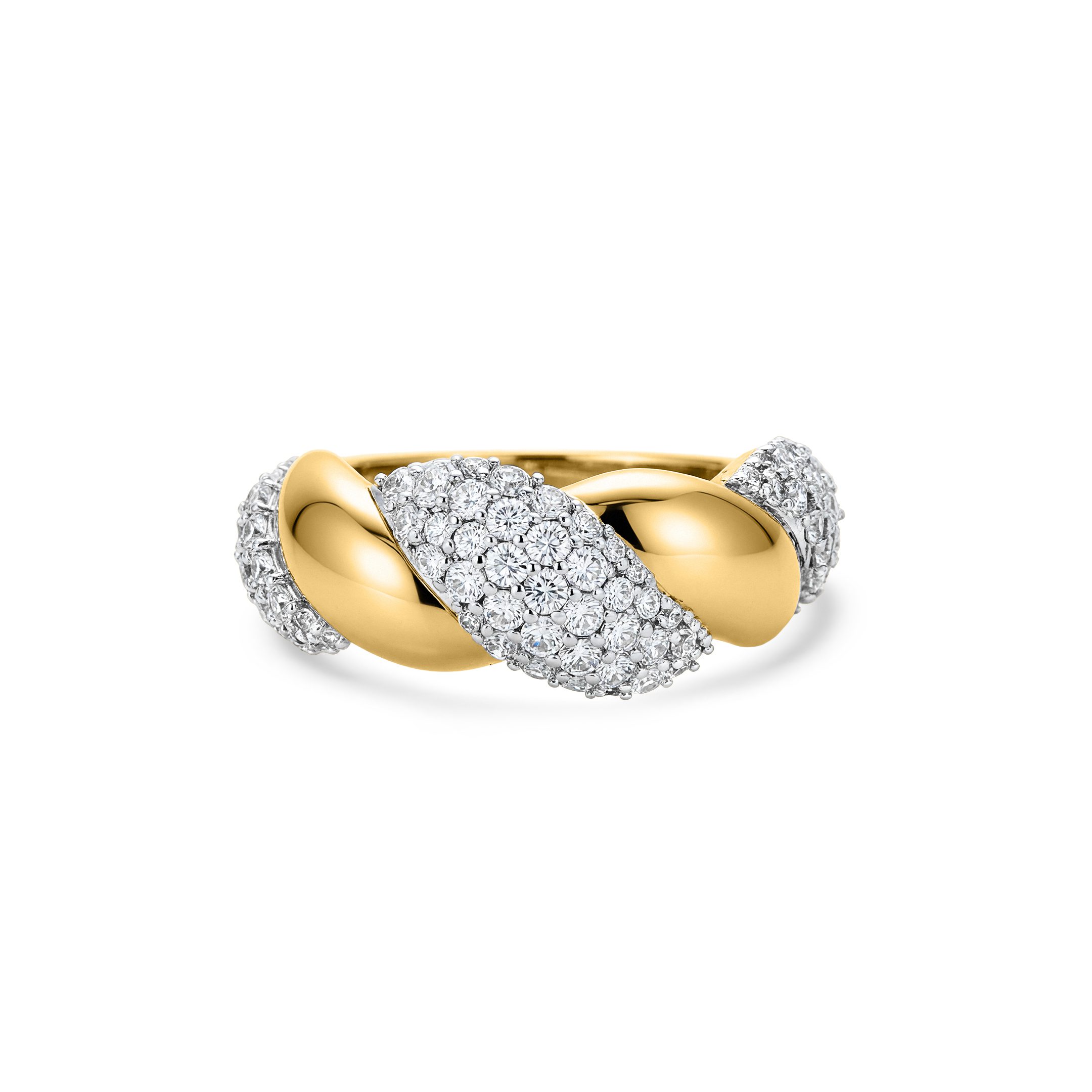 14K Yellow Gold 0.80ct natural diamond twisted rope band ring by Estenza, wholesale fine jewelry