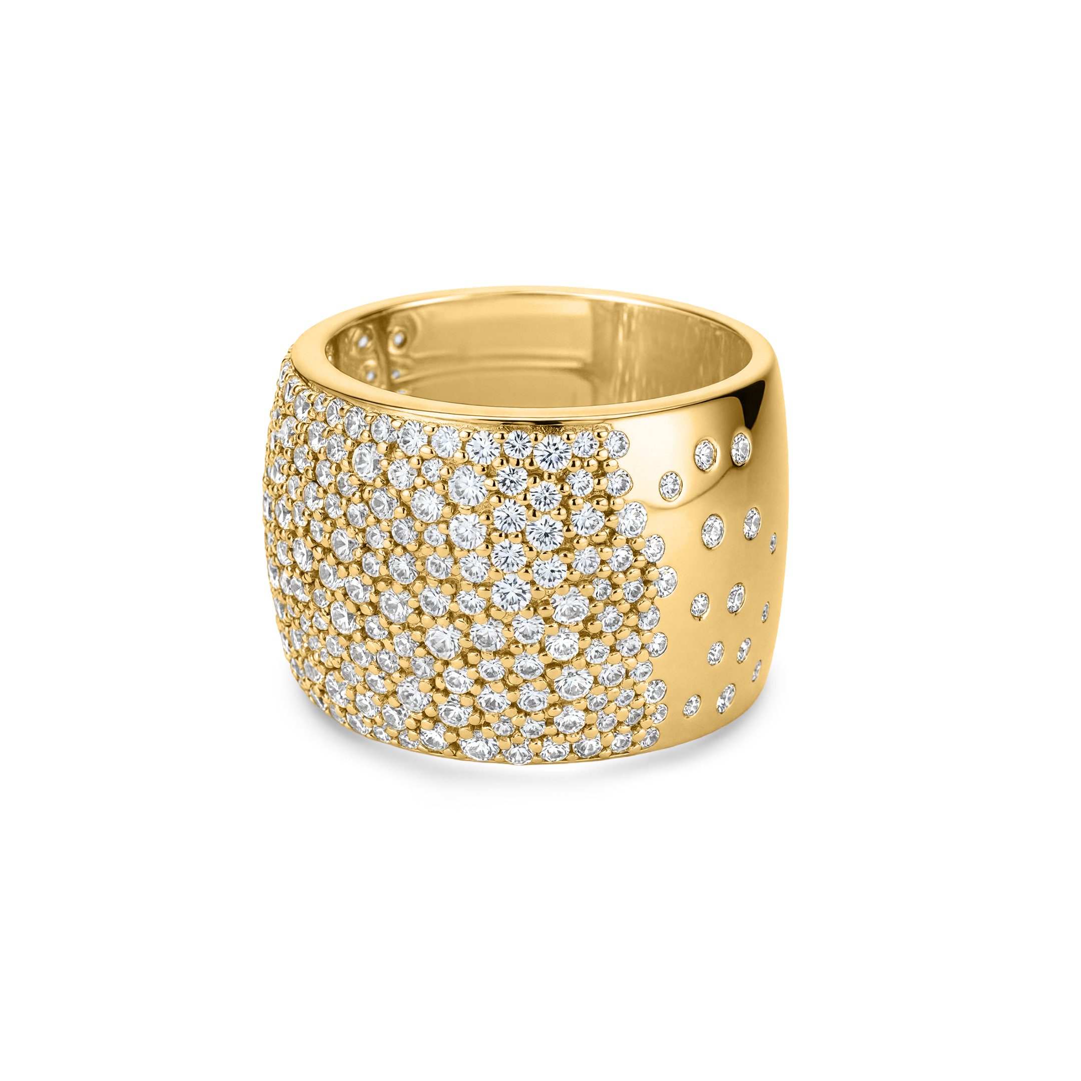 14K Yellow Gold Natural Diamond Wide Cigar Band Ring