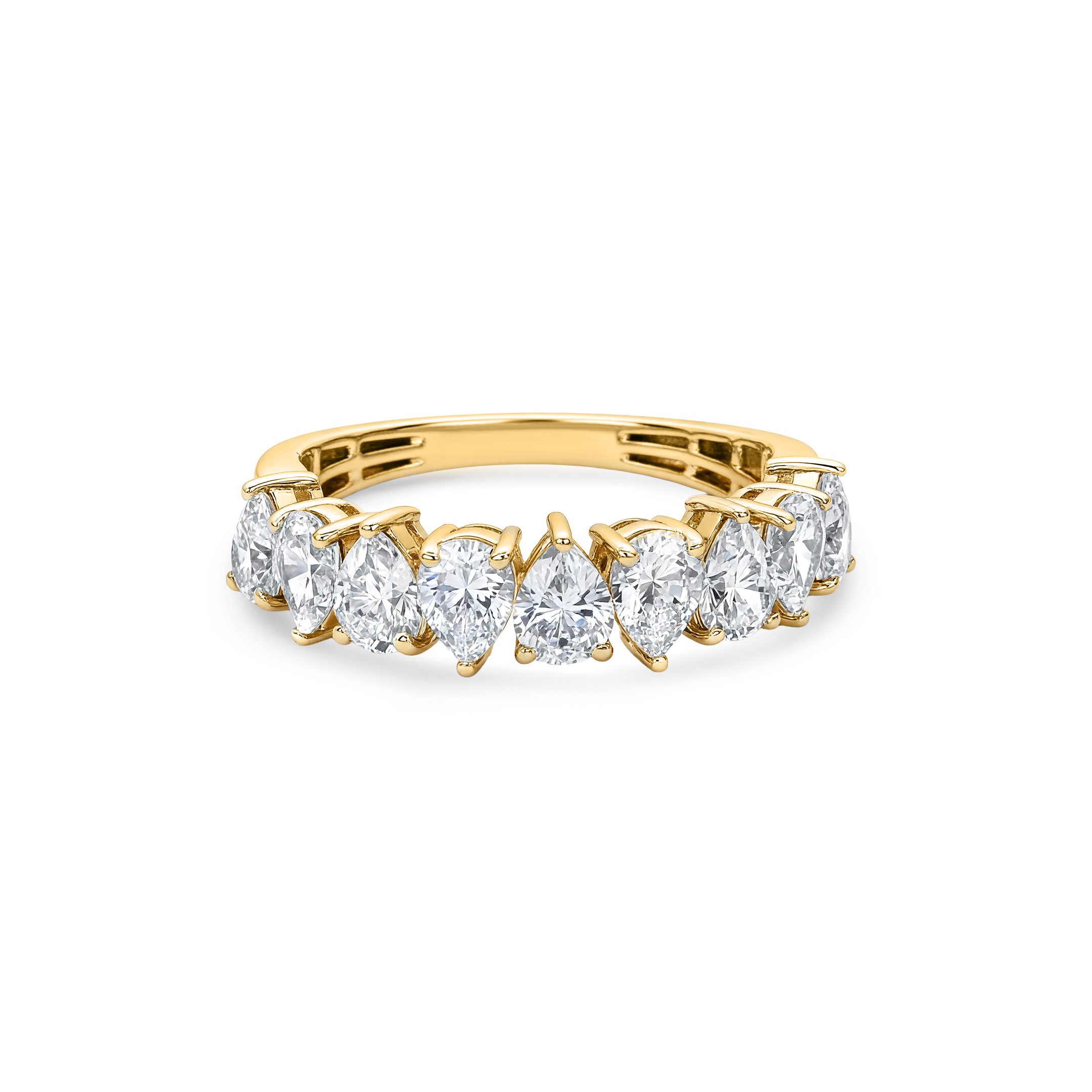 14K Yellow Gold Natural Diamond Pear Half-Eternity Band Ring